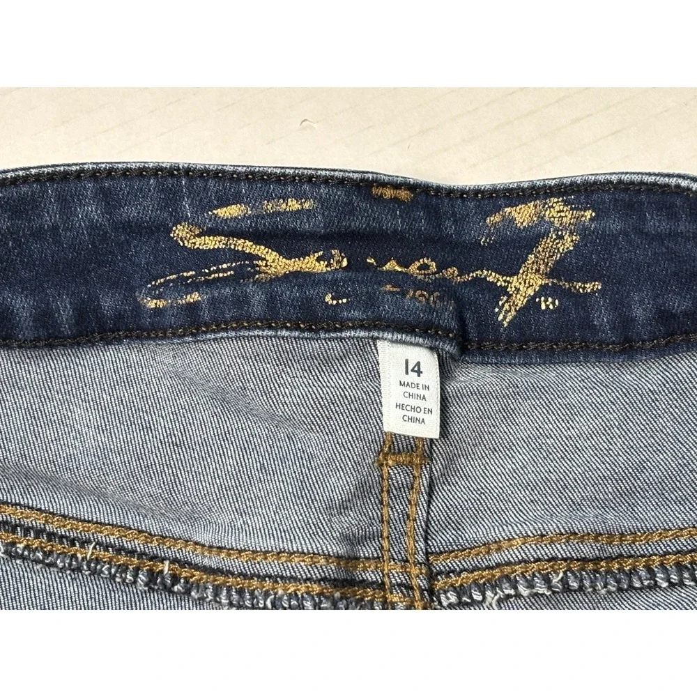 Seven7 Sunset Bermuda Denim Shorts Womens 14 Blue‎ Stretch Mid Rise Jean Shorts